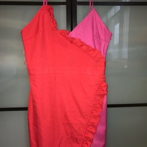 Nasty Gal - BRAND NEW - pink and red ruffle dress